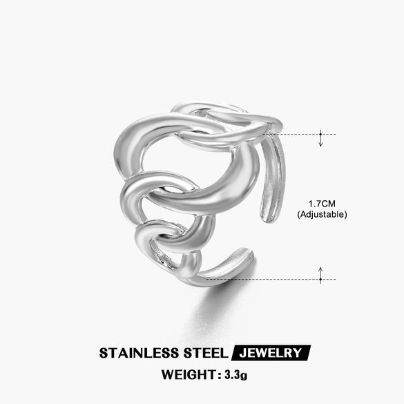 Wholesale Geometric Oval Stainless Steel Ladies Hip Hop Exaggerated Nonfading Electroplated Ring