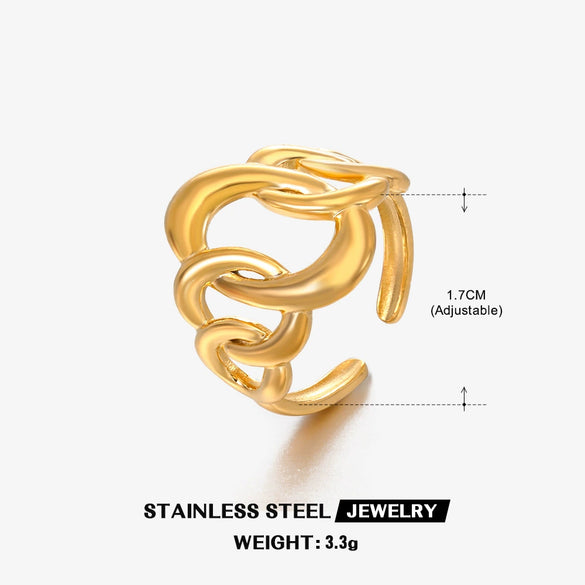 Wholesale Geometric Oval Stainless Steel Ladies Hip Hop Exaggerated Nonfading Electroplated Ring