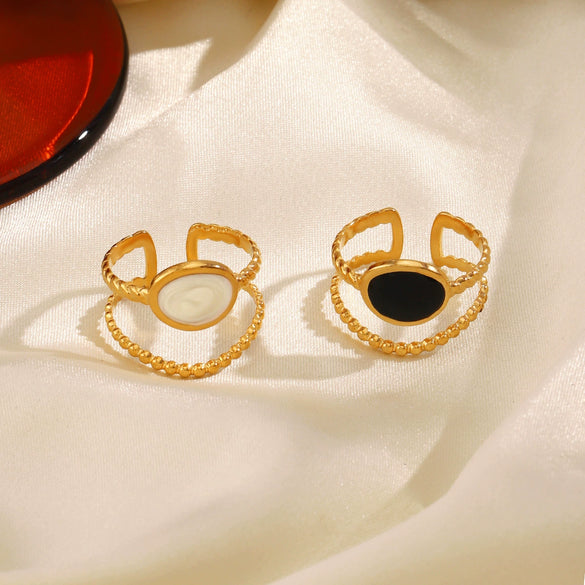 Wholesale Geometric Oval Stainless Steel Ring With Goldplated Electroplating For Women