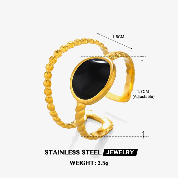 Wholesale Geometric Oval Stainless Steel Ring With Goldplated Electroplating For Women