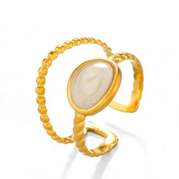 Wholesale Geometric Oval Stainless Steel Ring With Goldplated Electroplating For Women