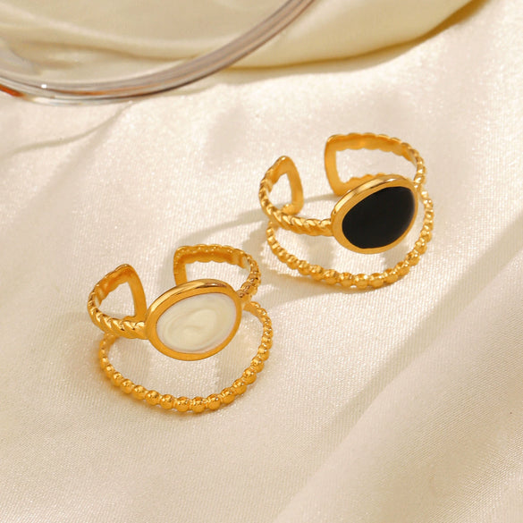Wholesale Geometric Oval Stainless Steel Ring With Goldplated Electroplating For Women