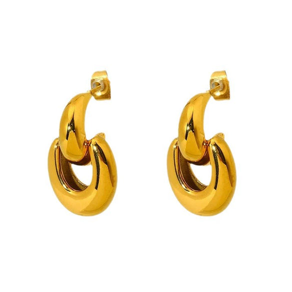Wholesale Geometric Patchwork 18K Gold Plated Stainless Steel Earrings For Women