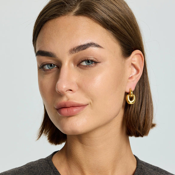 Wholesale Geometric Patchwork 18K Gold Plated Stainless Steel Earrings For Women
