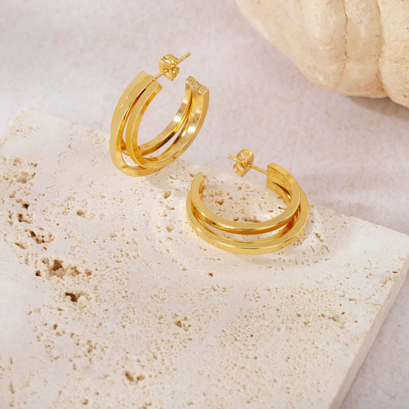 Wholesale Geometric Patchwork Titanium Steel Earrings With Electroplating For Women