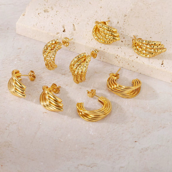 Wholesale Geometric Patchwork Titanium Steel Earrings With Electroplating For Women