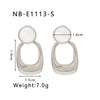 Wholesale Geometric Pattern Opal Pendant Stitching Earrings 18K Gold Plated Stainless Steel Double Layer Women's Earrings