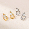 Wholesale Geometric Pattern Opal Pendant Stitching Earrings 18K Gold Plated Stainless Steel Double Layer Women's Earrings