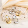 Wholesale Geometric Pattern Opal Pendant Stitching Earrings 18K Gold Plated Stainless Steel Double Layer Women's Earrings