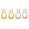 Wholesale Geometric Pattern Opal Pendant Stitching Earrings 18K Gold Plated Stainless Steel Double Layer Women's Earrings