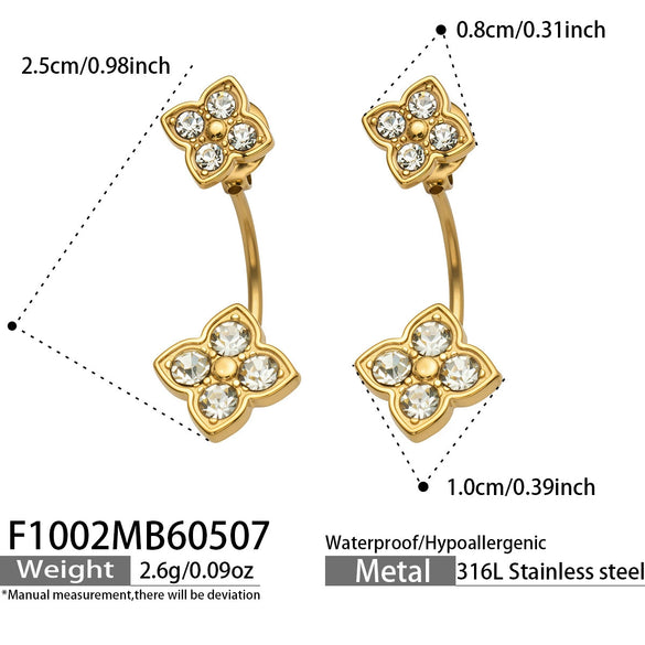 Wholesale Geometric Pattern Stainless Steel Electroplated Inlaid Zircon Women's Earrings