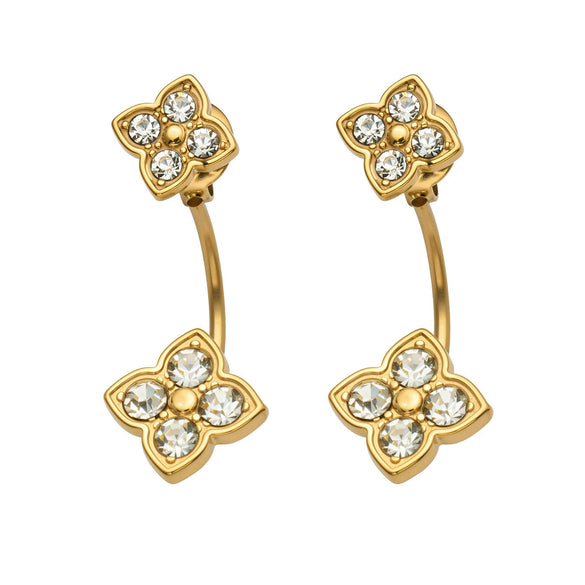 Wholesale Geometric Pattern Stainless Steel Electroplated Inlaid Zircon Women's Earrings