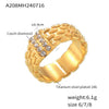 Wholesale Geometric Patterned Inlaid Woven Texture 18K True Gold Plated Titanium Steel Ring Jewelry For Women