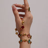 Wholesale Geometric Patterned 316L Stainless Steel 18K Real Gold Plated Czech Glass Women's Fashion Bracelet Jewelry