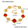 Wholesale Geometric Patterned 316L Stainless Steel 18K Real Gold Plated Czech Glass Women's Fashion Bracelet Jewelry