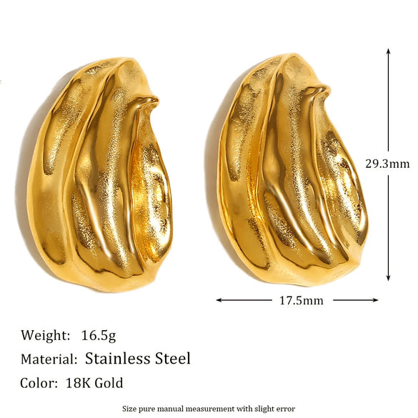 Wholesale Geometric Pearl And Black Agate Eyes Earrings In Stainless Steel With 18K Gold Plated Twist Cross Design For Women