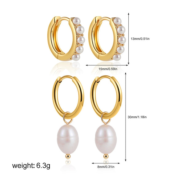 Wholesale Geometric Pearl Earrings Copper 18K Gold Plated