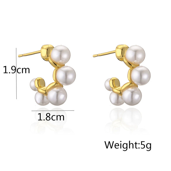 Wholesale Geometric Pearl Earrings For Women Copper Plated