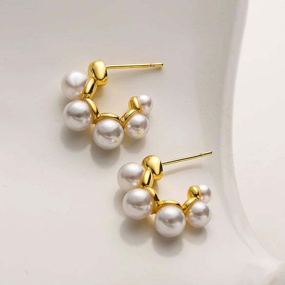 Wholesale Geometric Pearl Earrings For Women Copper Plated