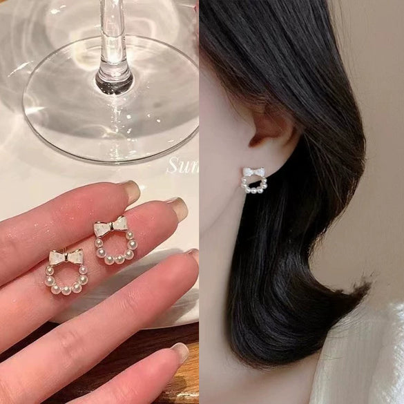 Wholesale Geometric Pearl Earrings For Women Metal U Shape Electroplated