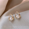 Wholesale Geometric Pearl Earrings For Women Metal U Shape Electroplated