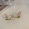Wholesale Geometric Pearl Earrings For Women Metal U Shape Electroplated
