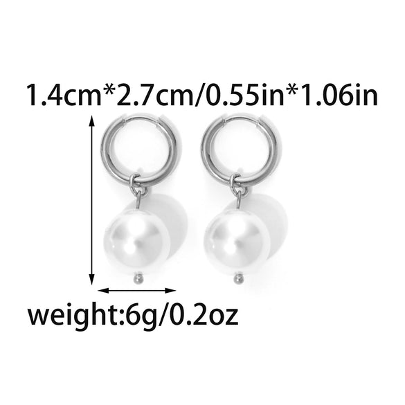 Wholesale Geometric Pearl Earrings Titanium Steel Jewelry Electroplated Retro Style For Women