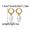 Wholesale Geometric Pearl Earrings Titanium Steel Jewelry Electroplated Retro Style For Women