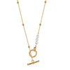 Wholesale Geometric Pearl Pendant Necklace In Stainless Steel With 18K Gold Electroplated Ot Clasp For Women