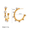 Wholesale Geometric Pearlencrusted Cshaped Stainless Steel 18K Gold Plated Earrings For Women