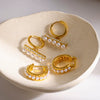 Wholesale Geometric Pearlencrusted Stainless Steel Women's Earrings With Vacuum Real Gold Plating
