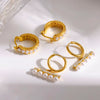 Wholesale Geometric Pearlencrusted Stainless Steel Women's Earrings With Vacuum Real Gold Plating