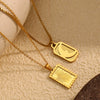 Wholesale Geometric Pendant Necklace For Women Stainless Steel 18K Gold Plated With Carved Moon Sun Design Electroplated