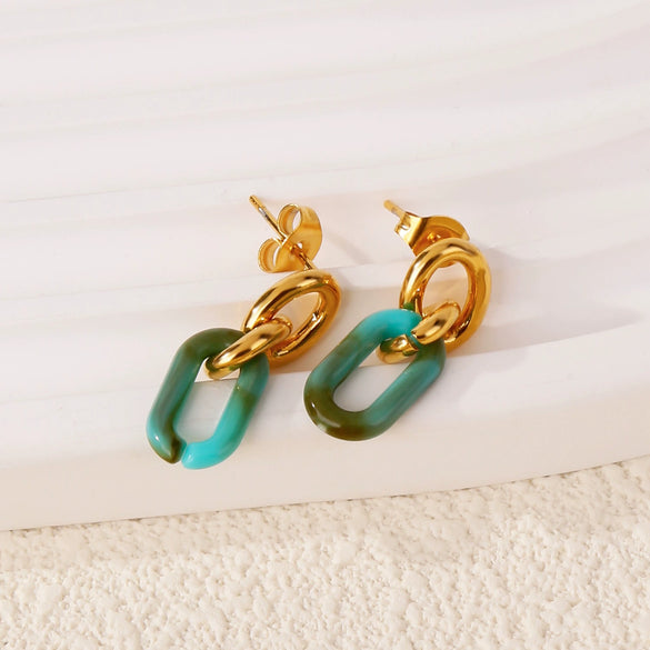 Wholesale Geometric Personality Earrings Acrylic Stainless Steel Mixed Material 18K Gold Plated Electroplating For Women