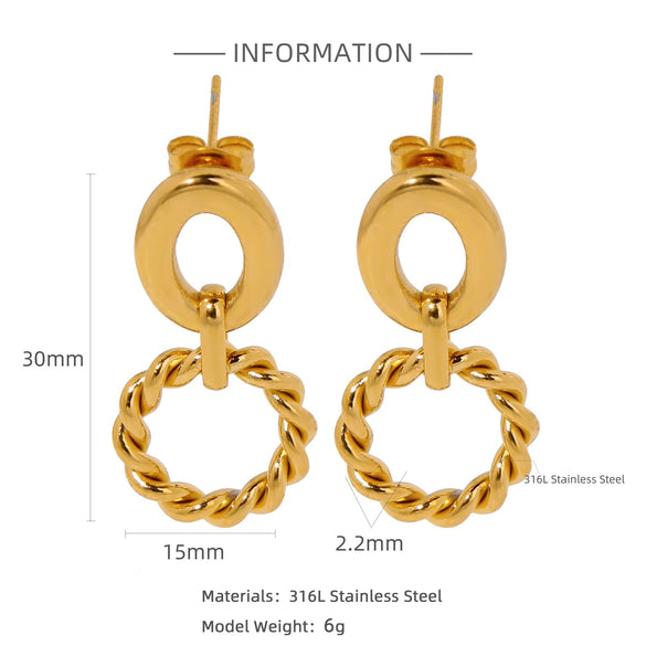 Wholesale Geometric Personality Earrings Acrylic Stainless Steel Mixed Material 18K Gold Plated Electroplating For Women