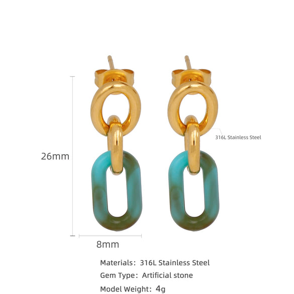 Wholesale Geometric Personality Earrings Acrylic Stainless Steel Mixed Material 18K Gold Plated Electroplating For Women