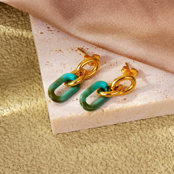 Wholesale Geometric Personality Earrings Acrylic Stainless Steel Mixed Material 18K Gold Plated Electroplating For Women