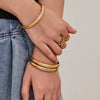 Wholesale Geometric Plain Ring Buckle Stainless Steel Goldplated Bracelet With 5A Zircon