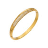 Wholesale Geometric Plain Ring Buckle Stainless Steel Goldplated Bracelet With 5A Zircon