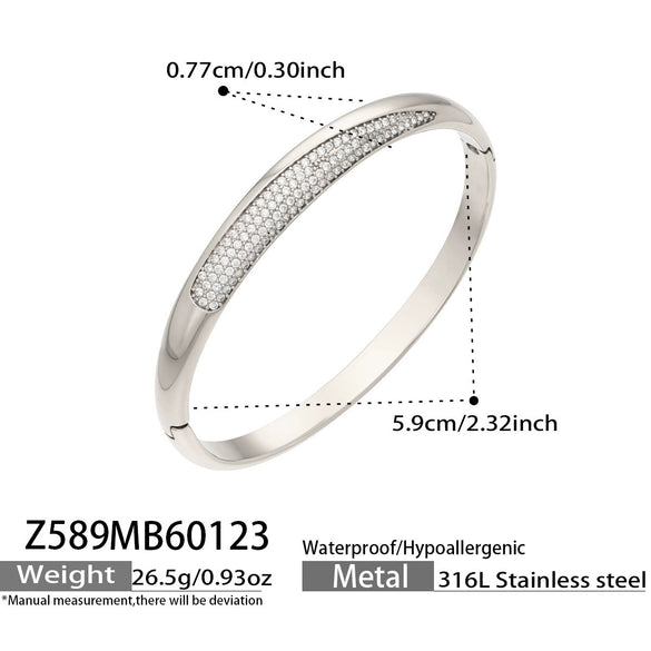 Wholesale Geometric Plain Ring Buckle Stainless Steel Goldplated Bracelet With 5A Zircon