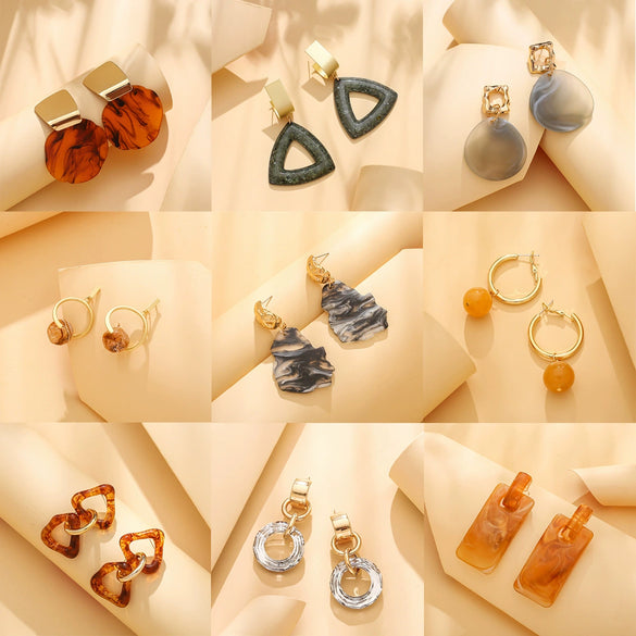 Wholesale Geometric Plastic And Resin Earrings With S925 Silver Needles