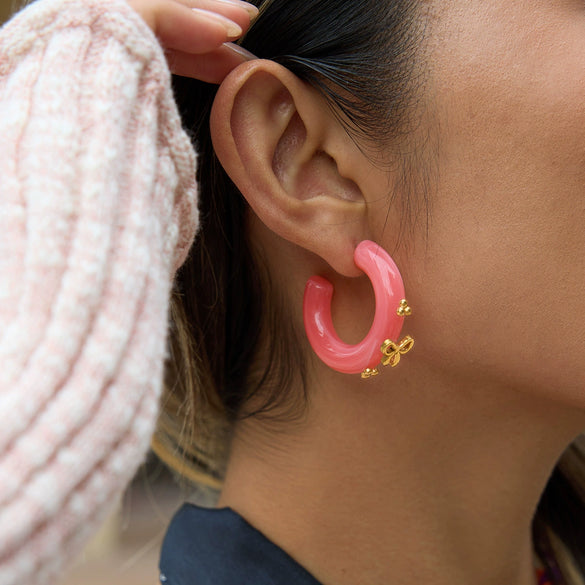 Wholesale Geometric Plastic Resin Electroplated Stainless Steel Ear Needle Women's Bow Earrings