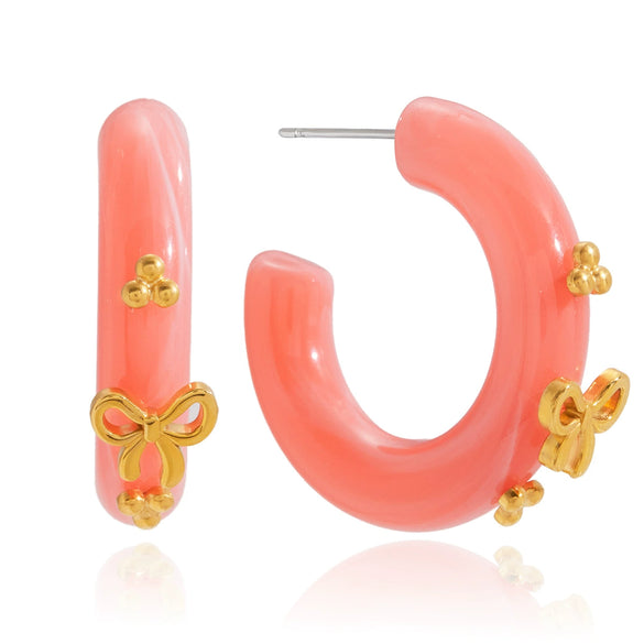 Wholesale Geometric Plastic Resin Electroplated Stainless Steel Ear Needle Women's Bow Earrings