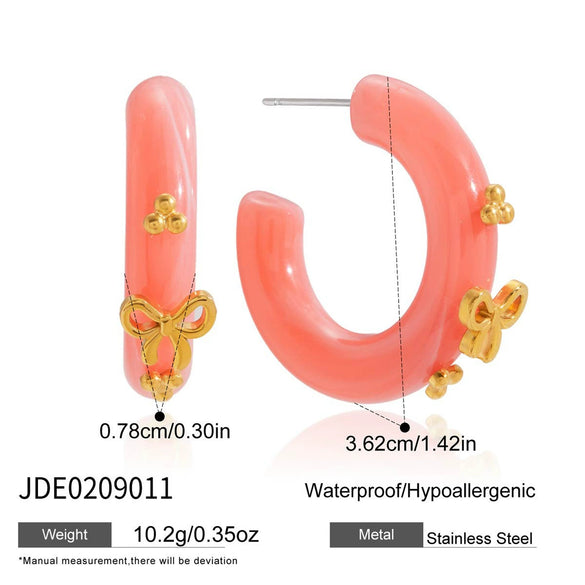 Wholesale Geometric Plastic Resin Electroplated Stainless Steel Ear Needle Women's Bow Earrings