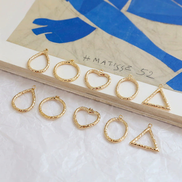 Wholesale Geometric Pleated Oval Water Drops Love Style Copper Clad Gold Electroplated Handmade Earrings