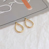 Wholesale Geometric Pleated Oval Water Drops Love Style Copper Clad Gold Electroplated Handmade Earrings