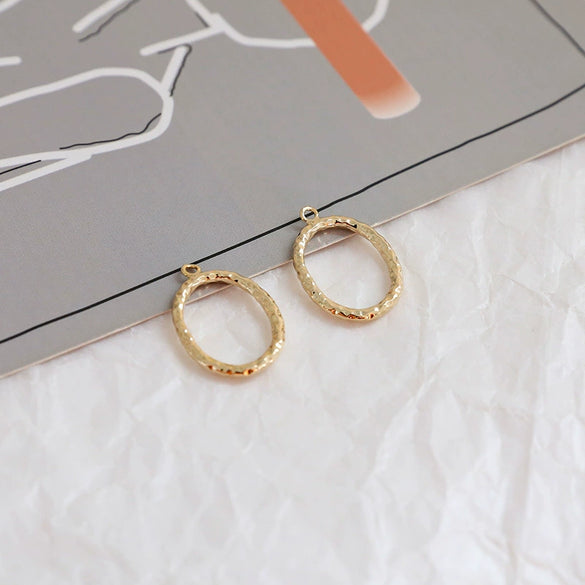 Wholesale Geometric Pleated Oval Water Drops Love Style Copper Clad Gold Electroplated Handmade Earrings