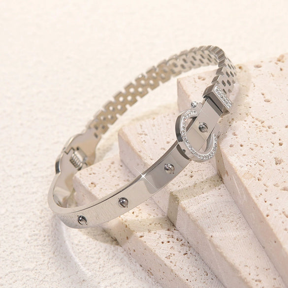 Wholesale Geometric Polish Stainless Steel Bracelet For Office Ladies