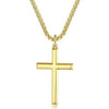 Wholesale Geometric Polish Titanium Steel Cross Pendant Necklace With Square Pearl Chain Unisex Fashion Jewelry