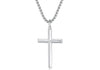 Wholesale Geometric Polish Titanium Steel Cross Pendant Necklace With Square Pearl Chain Unisex Fashion Jewelry